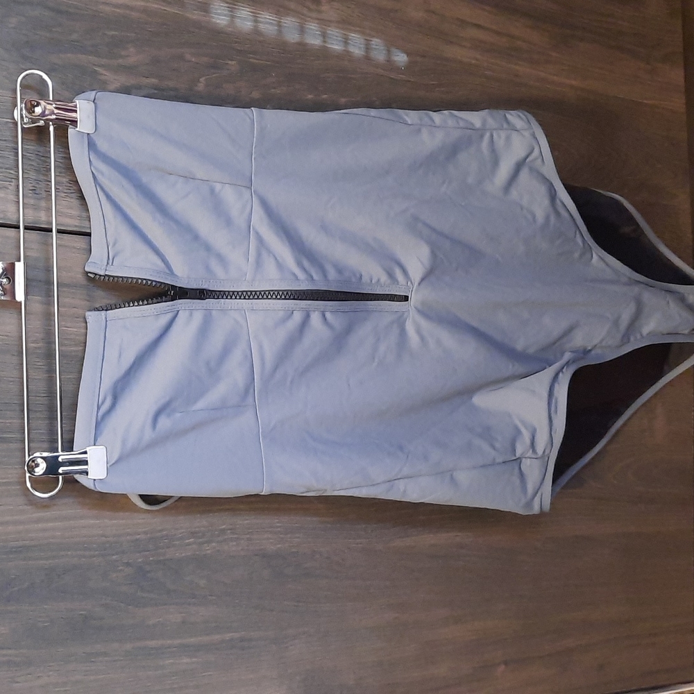 NWT J. Crew gray front zip swimsuit